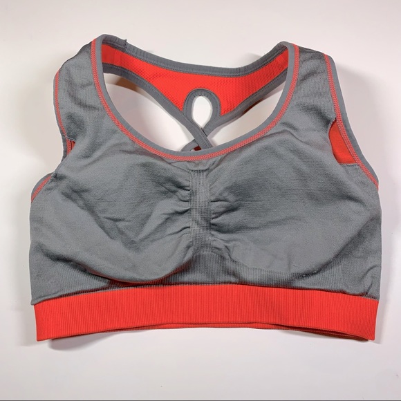 Danskin Now Large orange & grey high impact sports bra with keyhole back - Picture 9 of 11